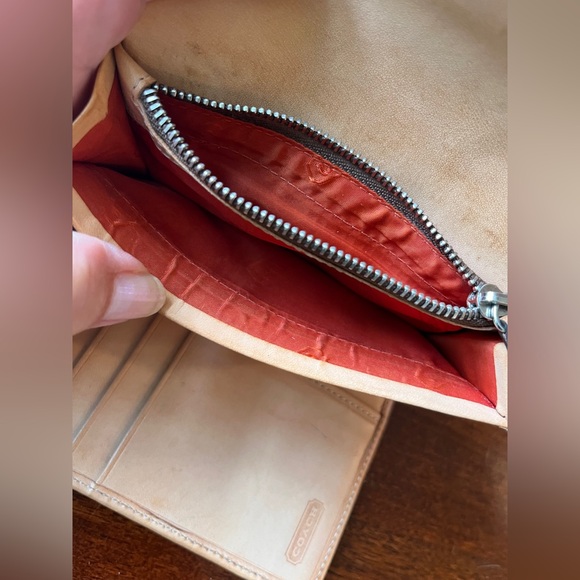 Coach Signature C Brown and Tan Trifold Wallet canvas and leather - Picture 7 of 13